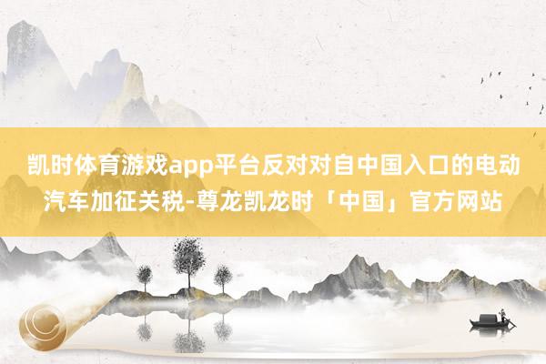 凯时体育游戏app平台反对对自中国入口的电动汽车加征关税-尊龙凯龙时「中国」官方网站