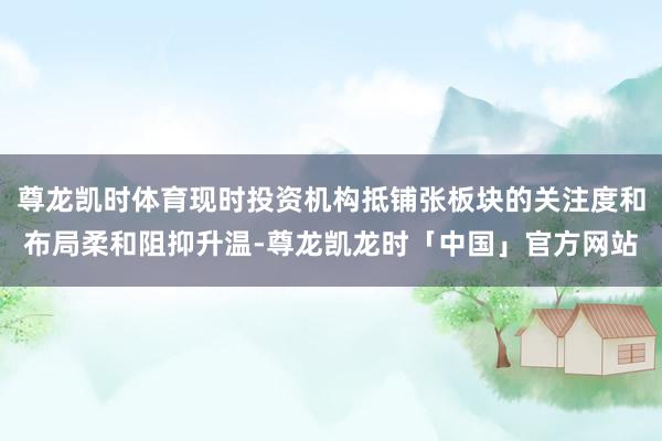 尊龙凯时体育现时投资机构抵铺张板块的关注度和布局柔和阻抑升温-尊龙凯龙时「中国」官方网站