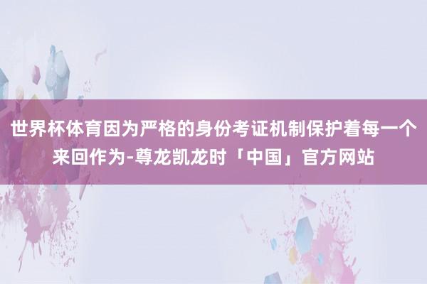 世界杯体育因为严格的身份考证机制保护着每一个来回作为-尊龙凯龙时「中国」官方网站