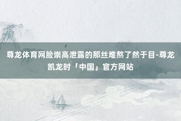 尊龙体育网脸崇高泄露的那丝难熬了然于目-尊龙凯龙时「中国」官方网站