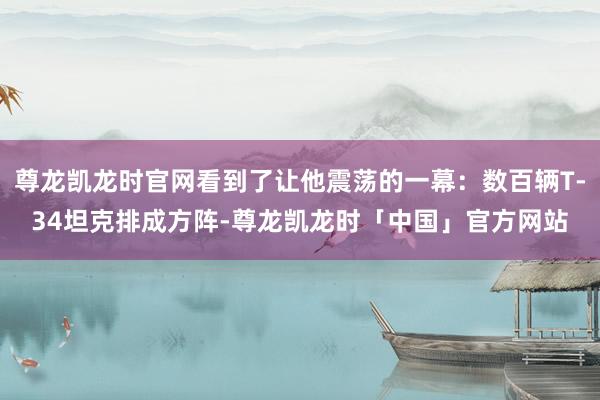 尊龙凯龙时官网看到了让他震荡的一幕：数百辆T-34坦克排成方阵-尊龙凯龙时「中国」官方网站