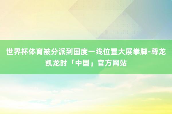 世界杯体育被分派到国度一线位置大展拳脚-尊龙凯龙时「中国」官方网站