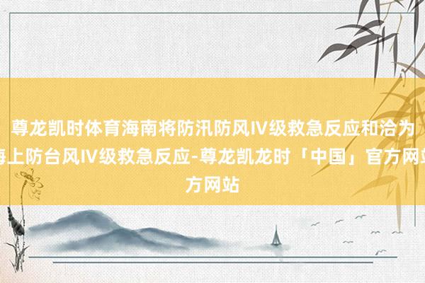 尊龙凯时体育海南将防汛防风Ⅳ级救急反应和洽为海上防台风Ⅳ级救急反应-尊龙凯龙时「中国」官方网站