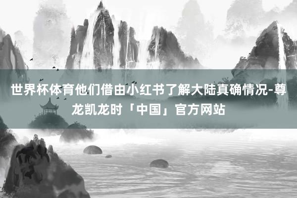 世界杯体育他们借由小红书了解大陆真确情况-尊龙凯龙时「中国」官方网站