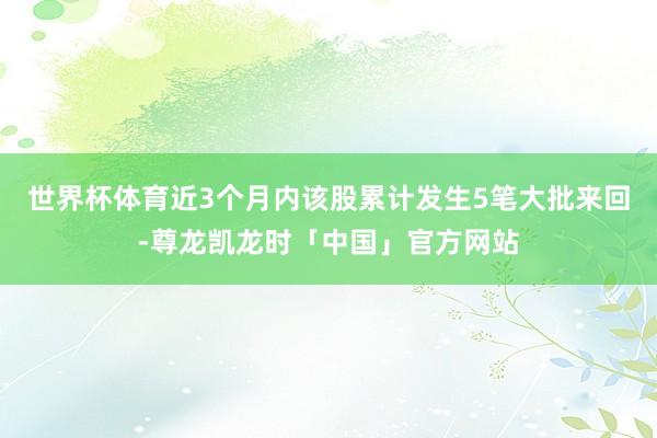 世界杯体育近3个月内该股累计发生5笔大批来回-尊龙凯龙时「中国」官方网站
