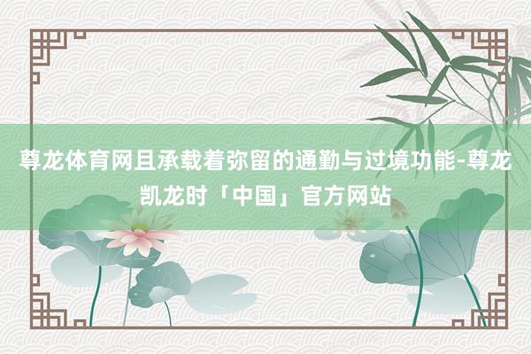 尊龙体育网且承载着弥留的通勤与过境功能-尊龙凯龙时「中国」官方网站