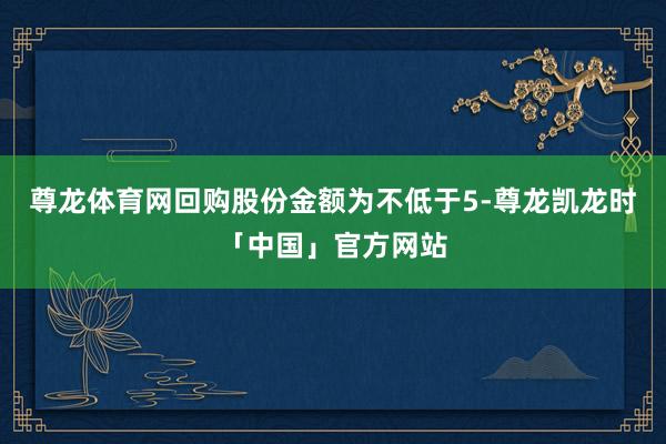 尊龙体育网回购股份金额为不低于5-尊龙凯龙时「中国」官方网站